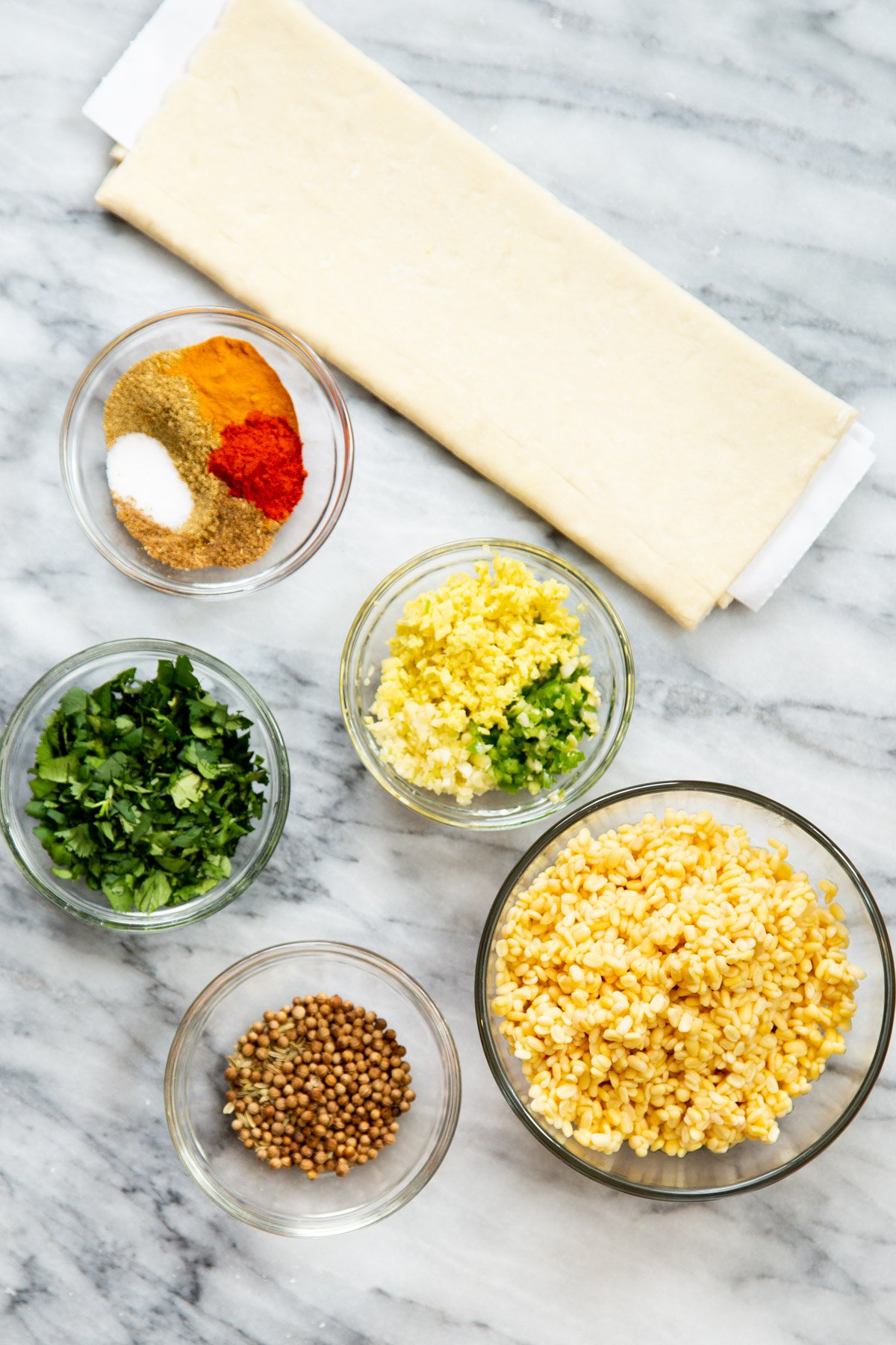 ingredients needed for making Kachori Pinwheels
