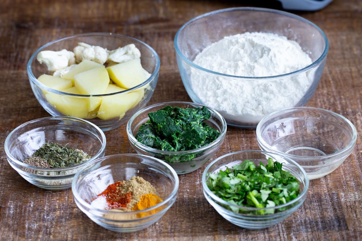 ingredients needed for making Indian masala parathas