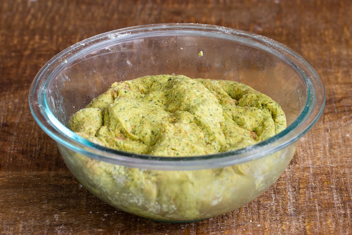 paratha dough in a glass bowl