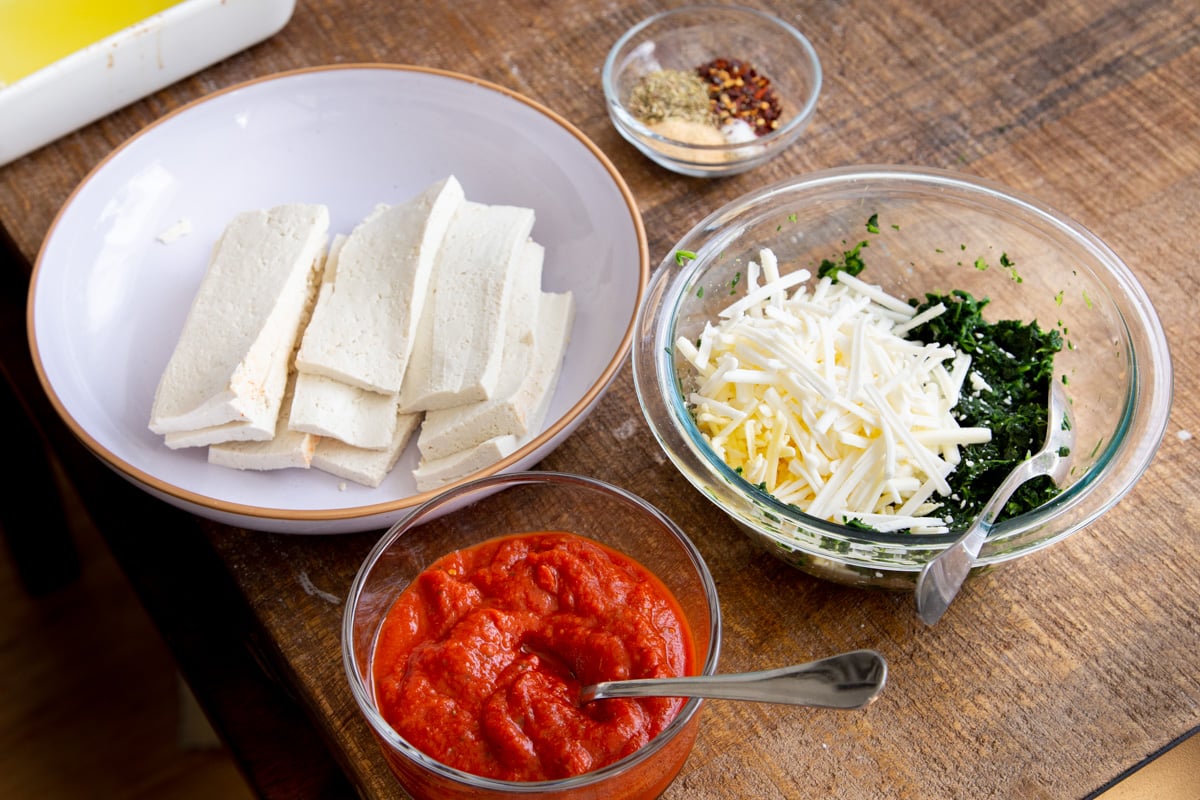 ingredients for tofu parmesan bake