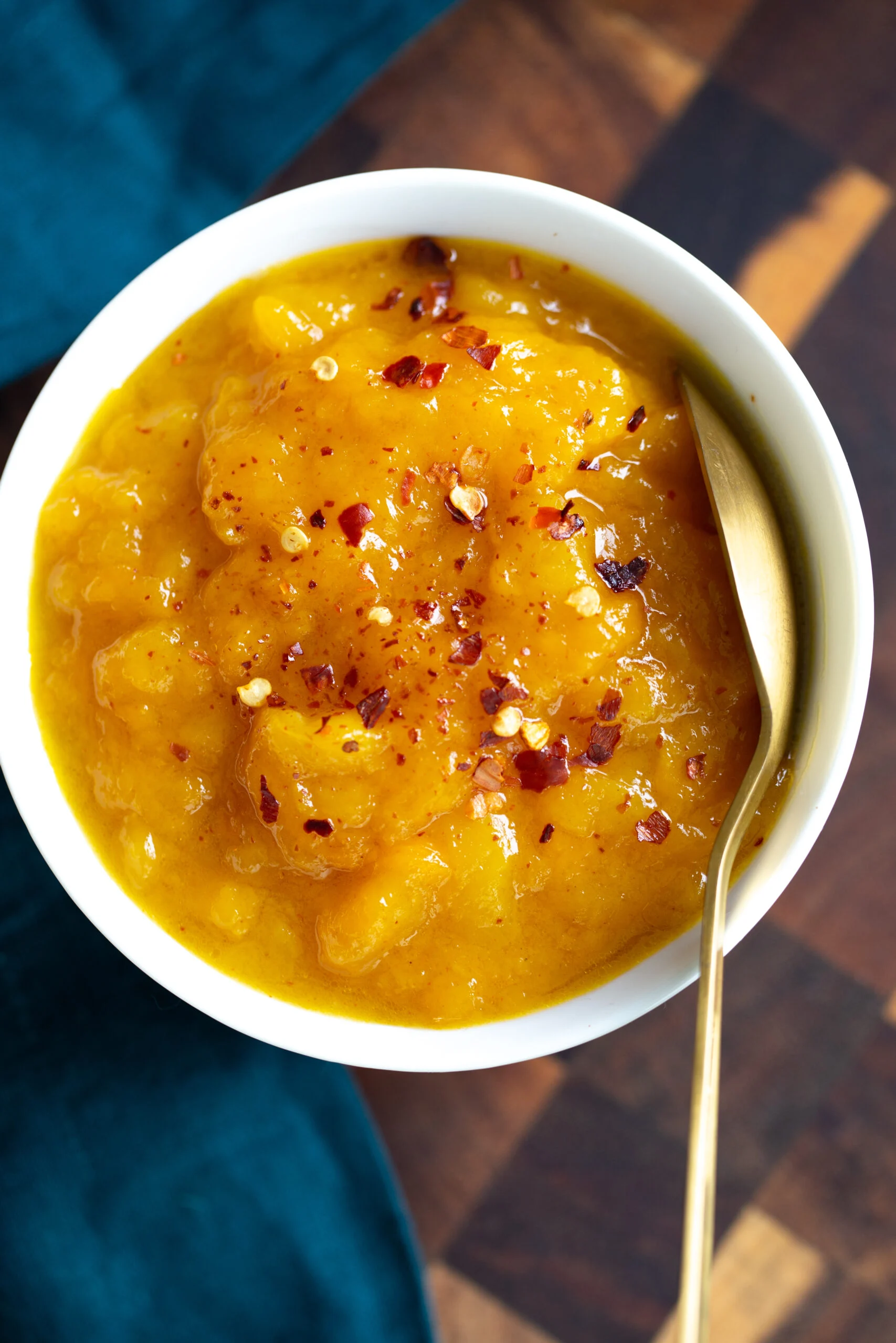 a bowl with mango chutney