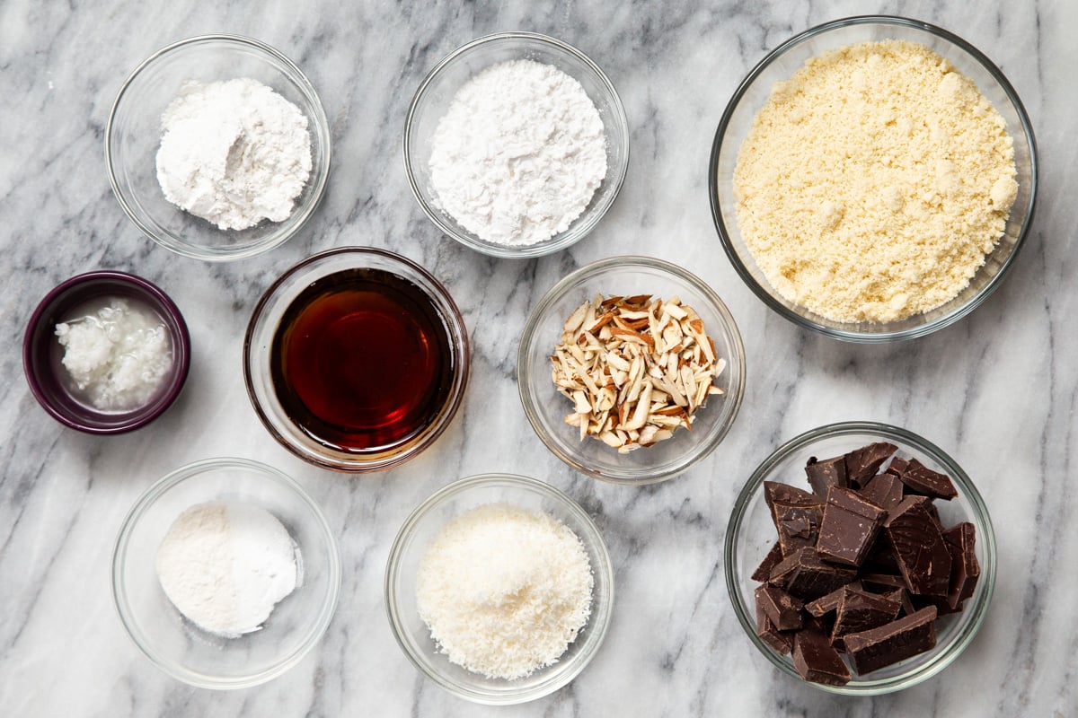 ingredients needed for making vegan almond joy cookies