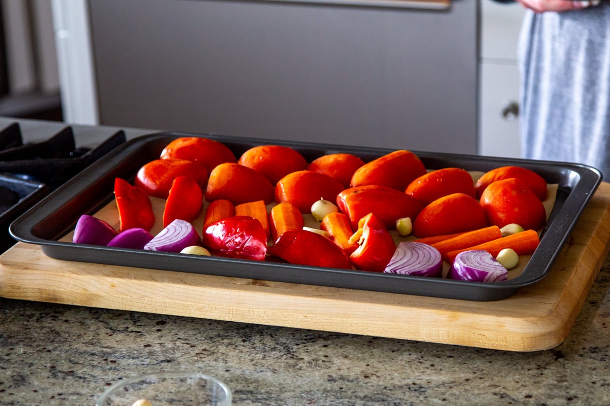 veggies on a baking sheet