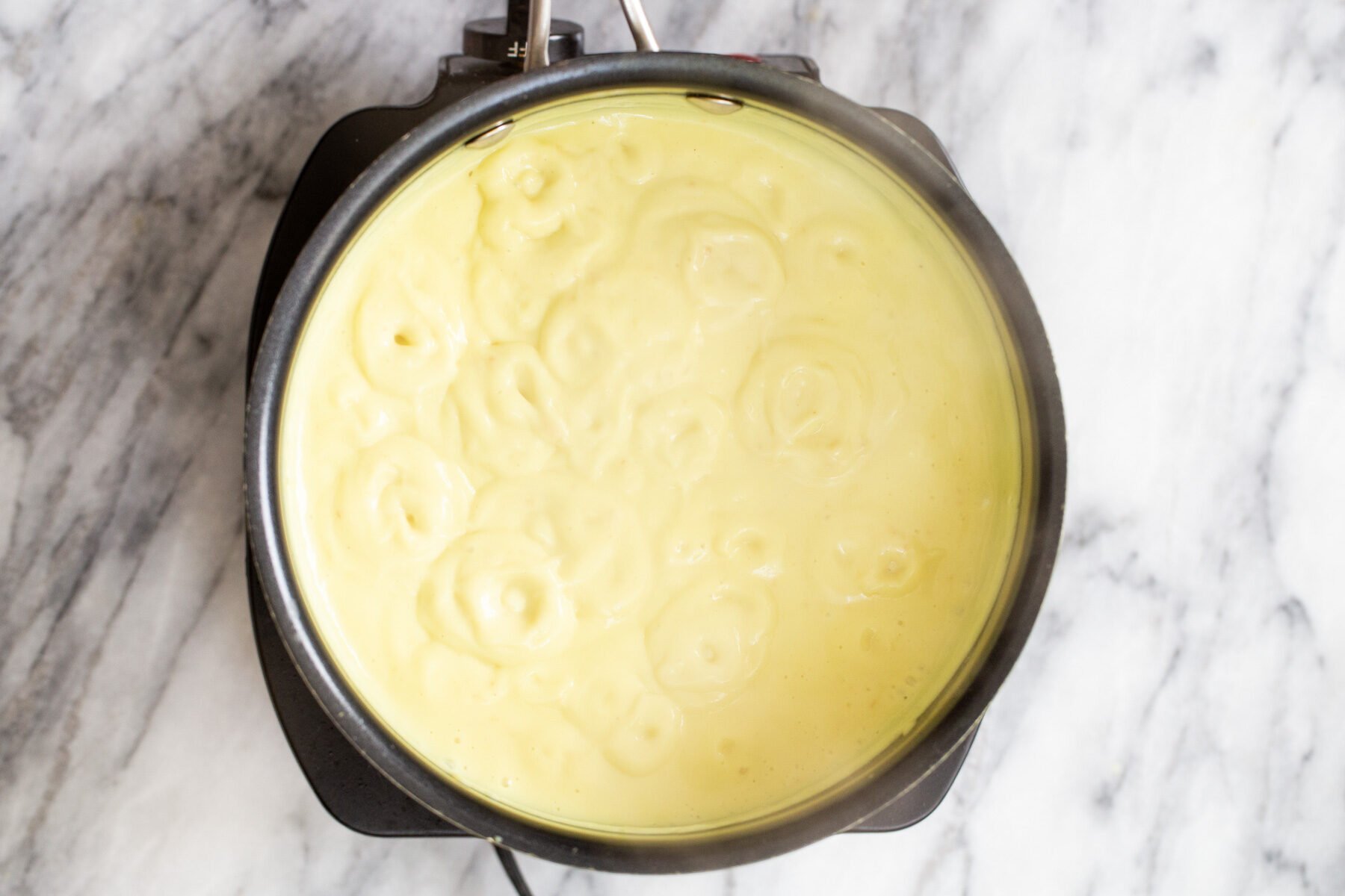 vegan vanilla custard in a saucepan