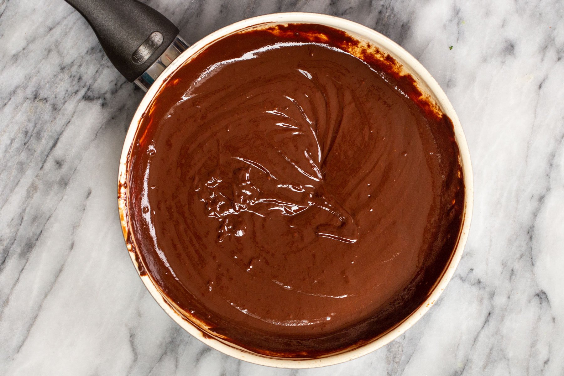 vegan chocolate glaze in a pan