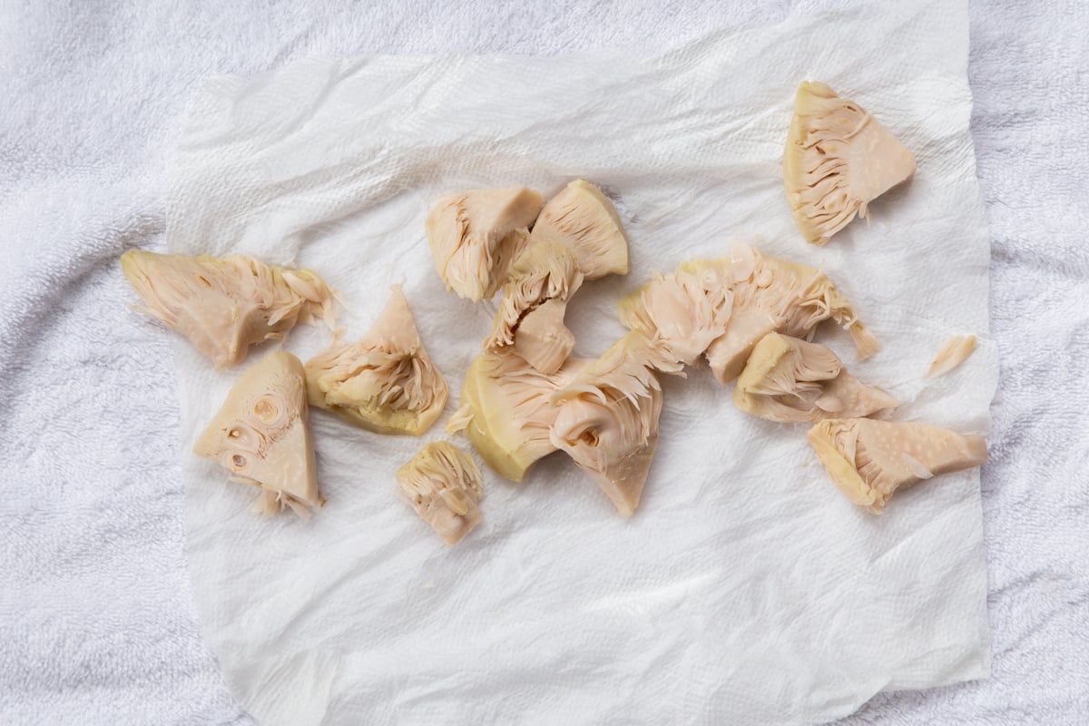 jackfruit on a sheet of paper towels