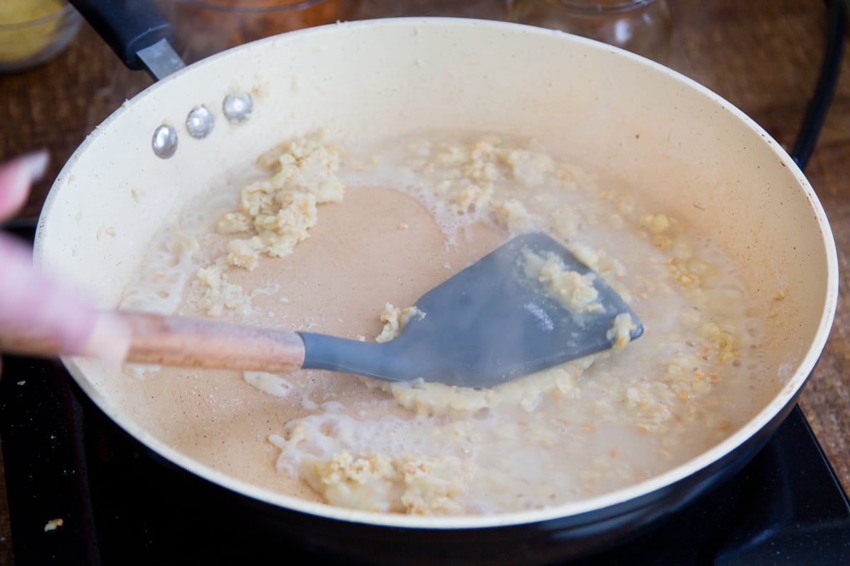 roux in the pan, after cooking