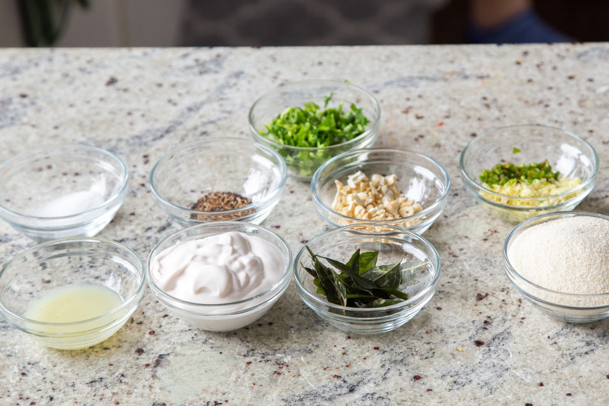 ingredients for making topping for idli sambar casserole dish