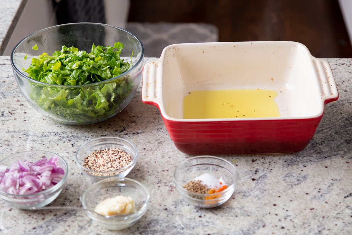 ingredients for saag cornbread casserole