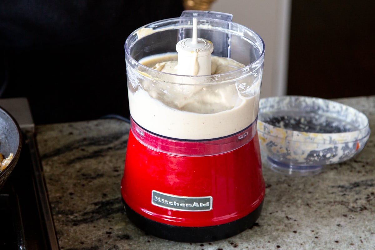vegan french onion dip base in a small food processor