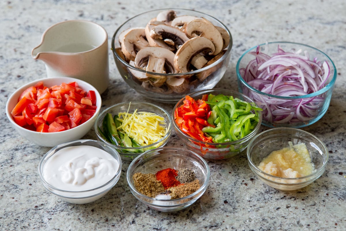 ingredients needed for making vegan mushroom patiala