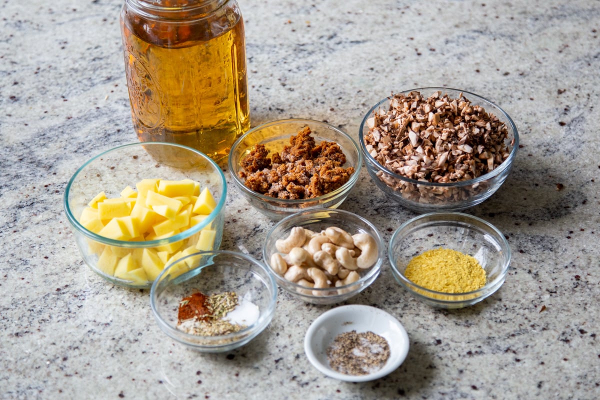 ingredients needed for making vegan zuppa toscana