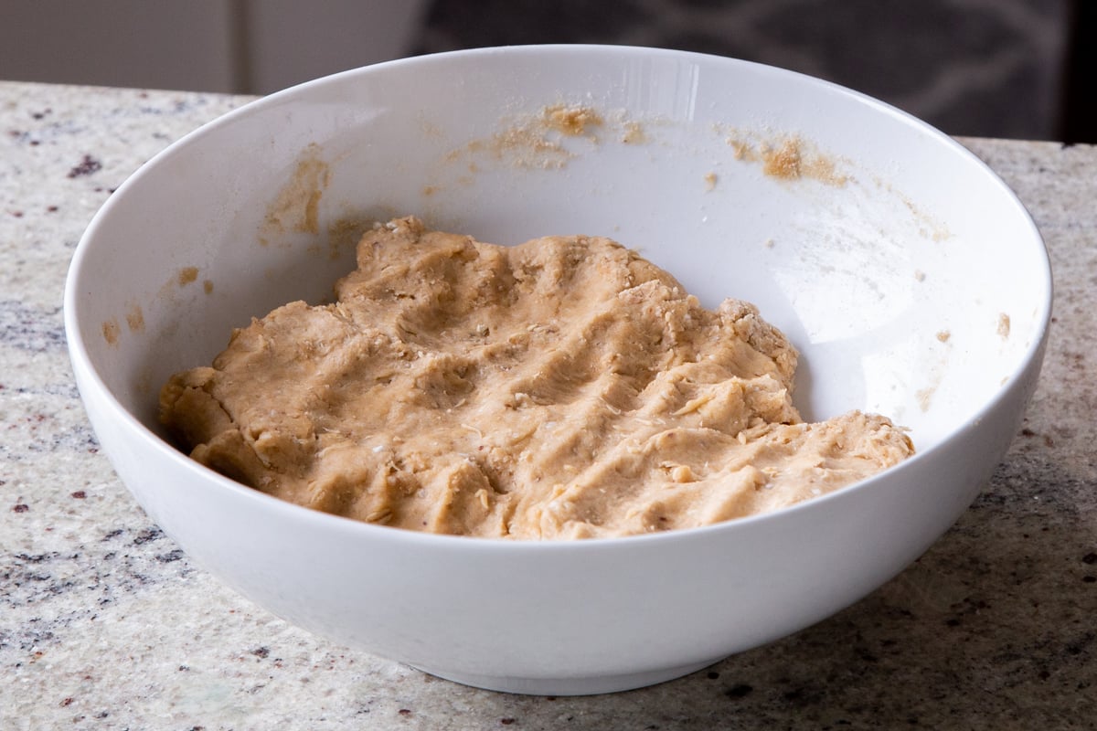 paratha dough in the bowl after rising