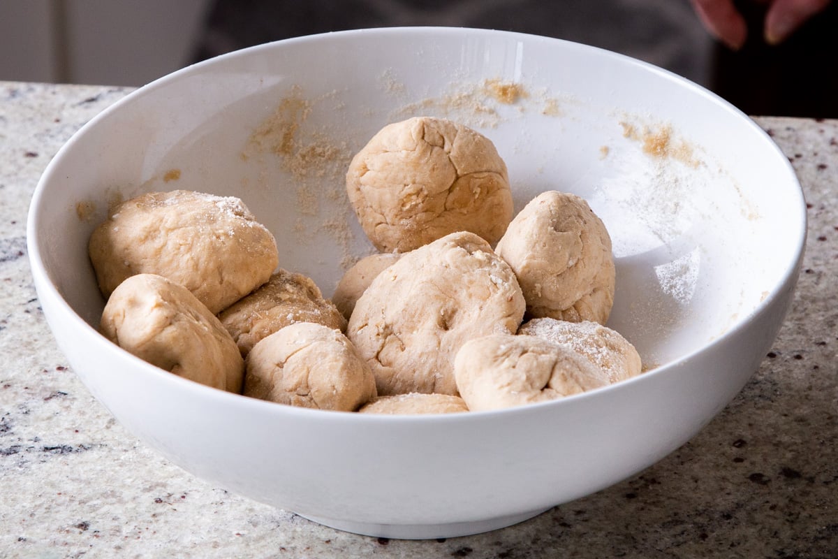 paratha dough formed into balls