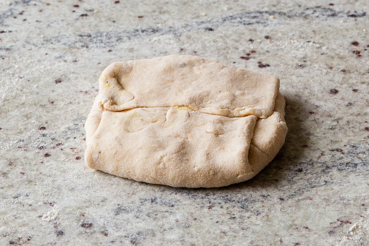 aloo paratha after folding but before rolling out and cooking