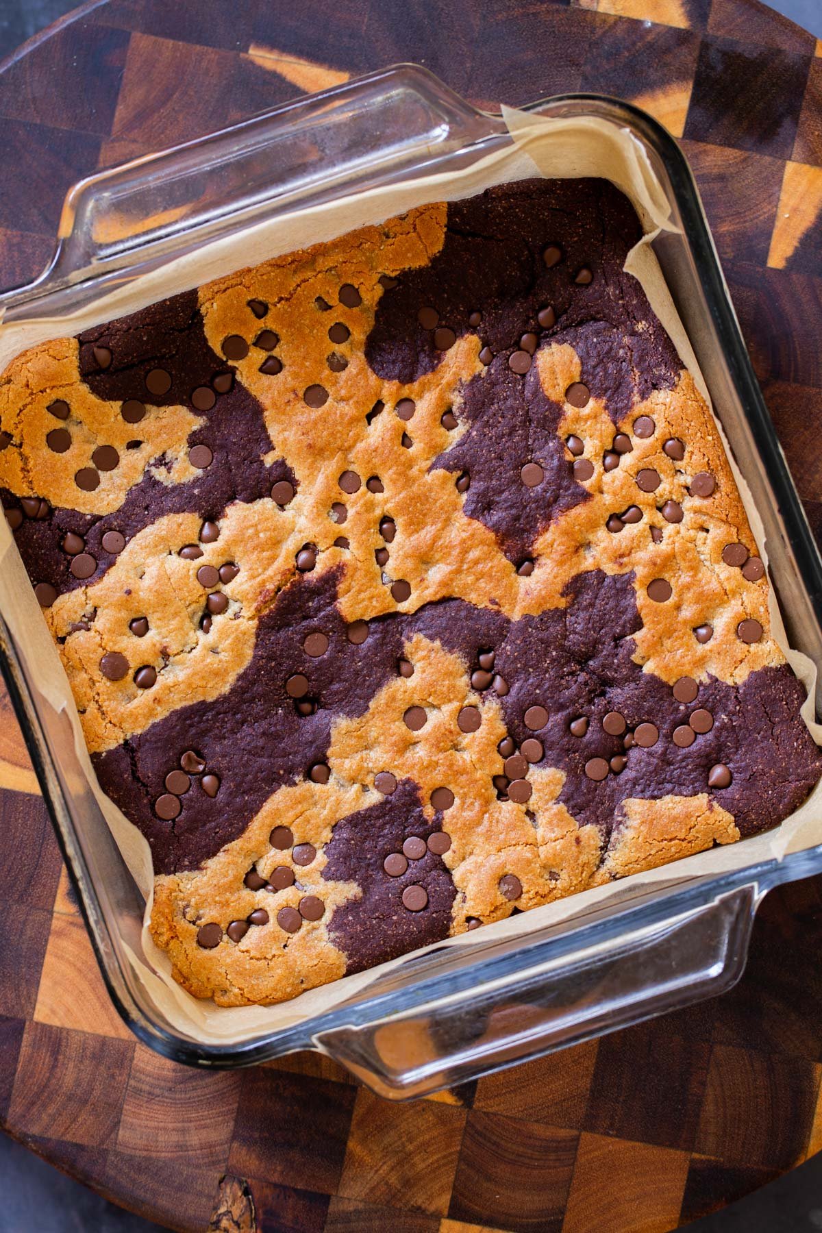brookie in the baking pan after baking