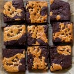 sliced pieces of vegan pan cookie on parchment paper