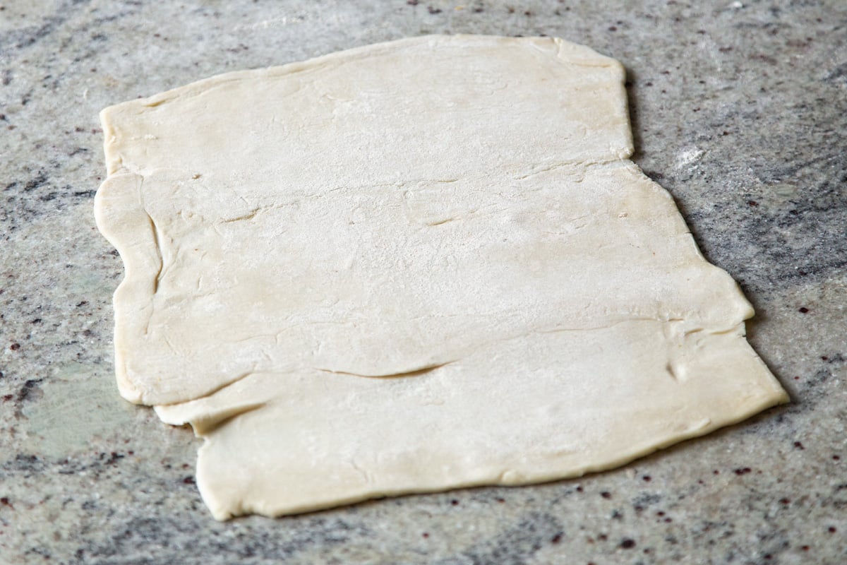 puff pastry sheet after rolling out