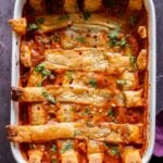butter sauce pot pie in the baking pan after baking