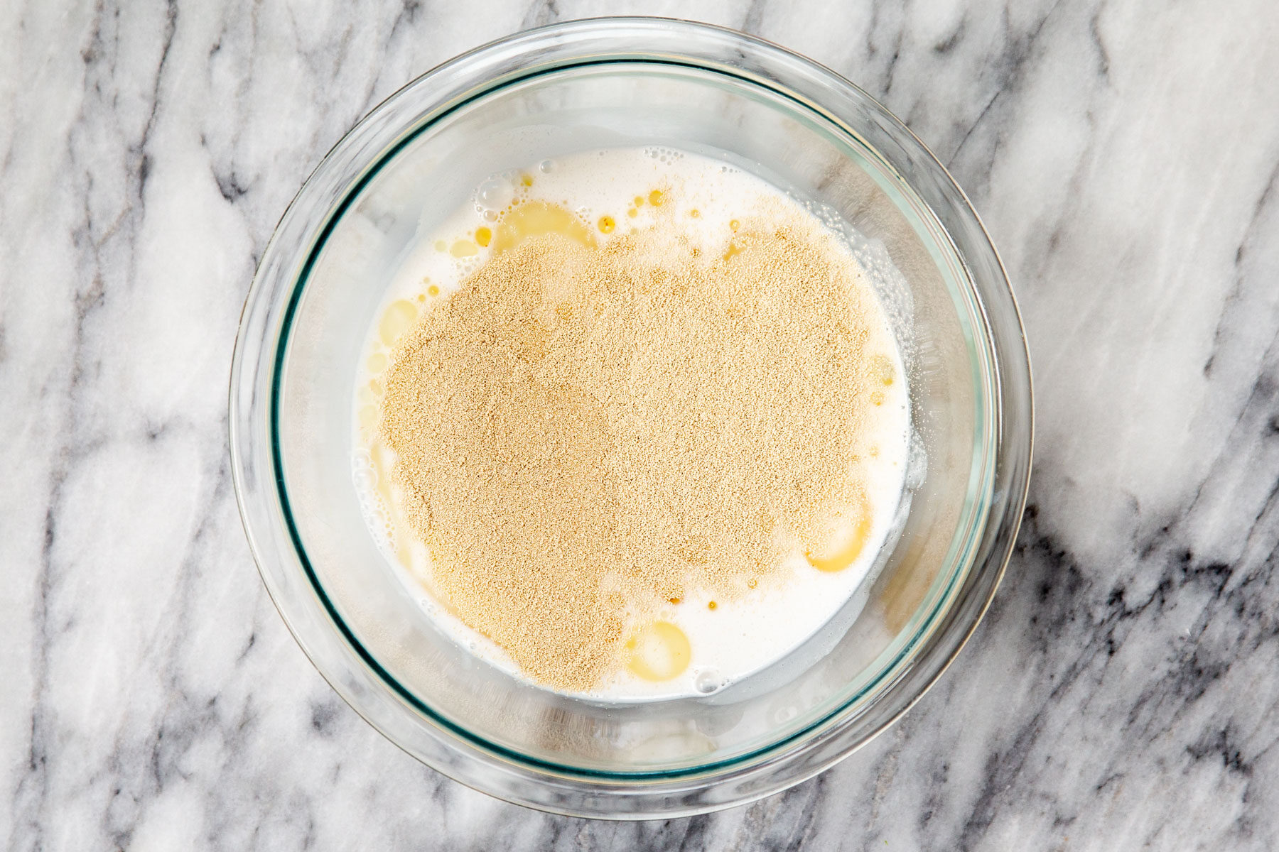 mixing non-dairy milk and yeast