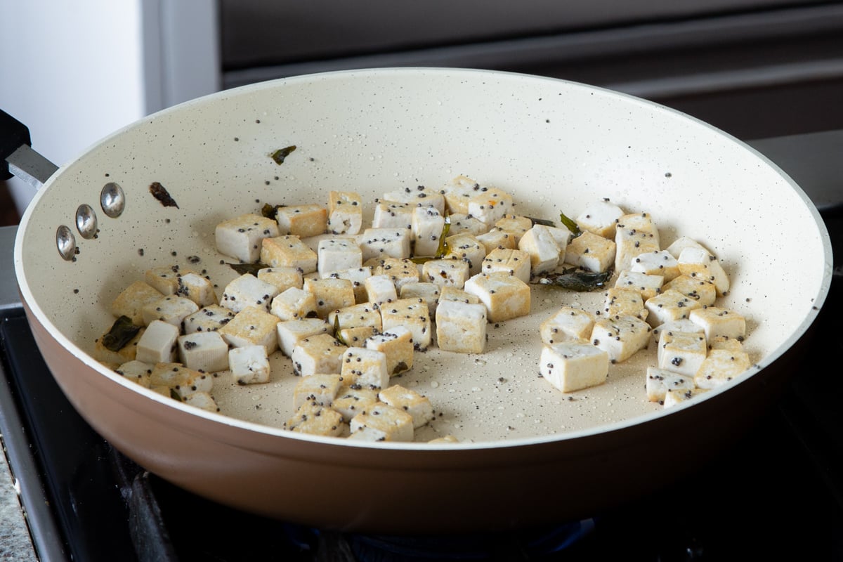 tofu in the pan after cooking
