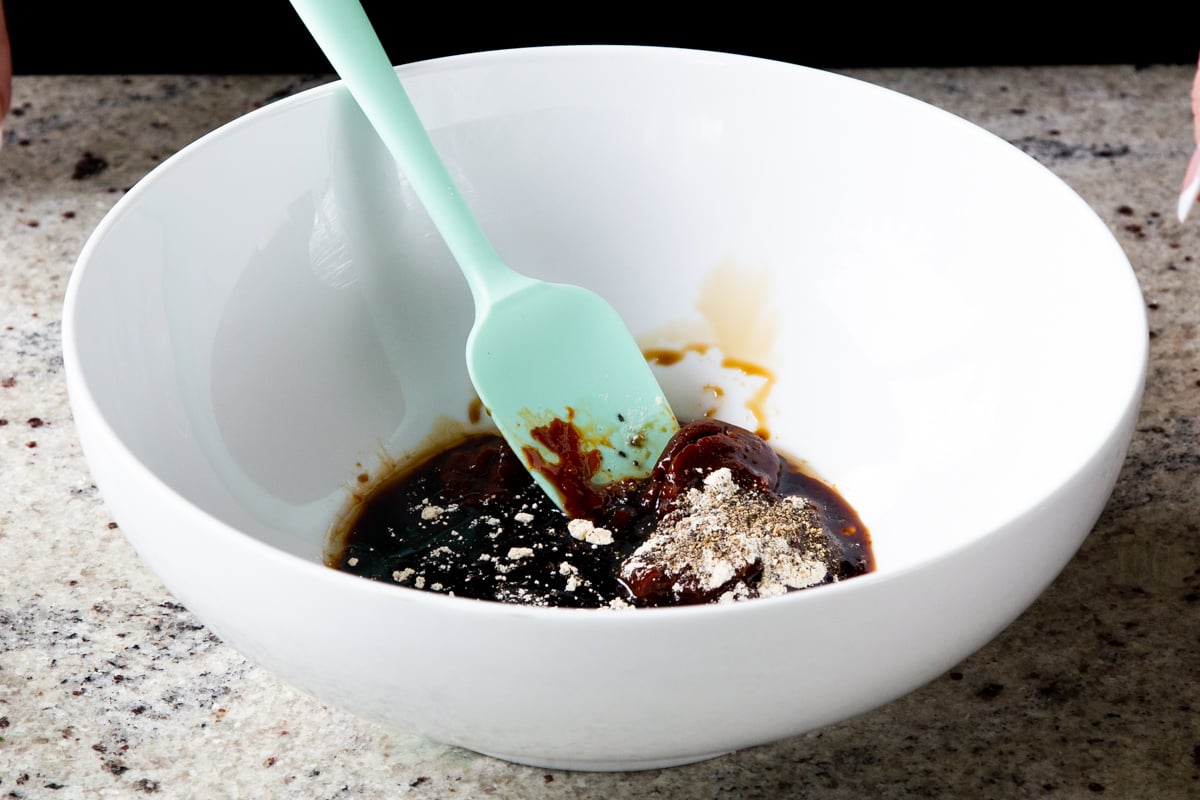 gochujang marinade ingredients in the bowl before mixing