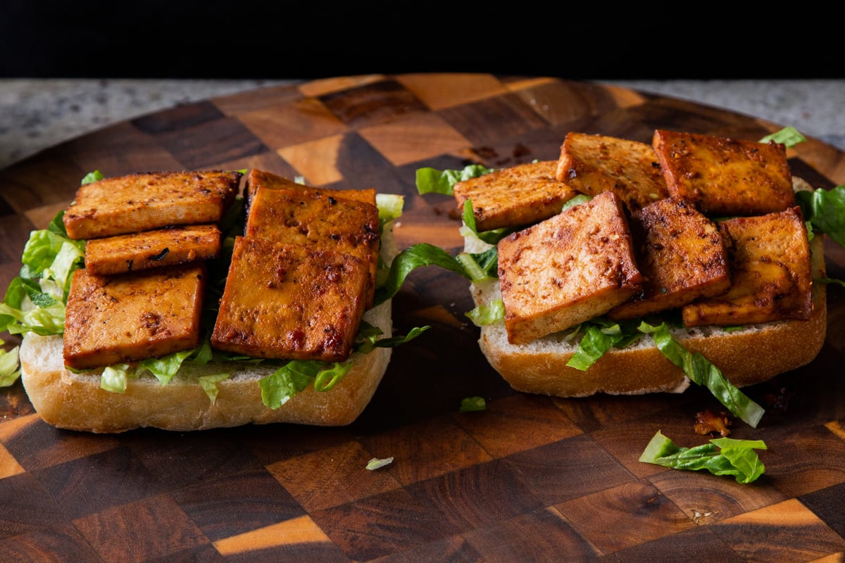 tofu added to the ciabatta rolls