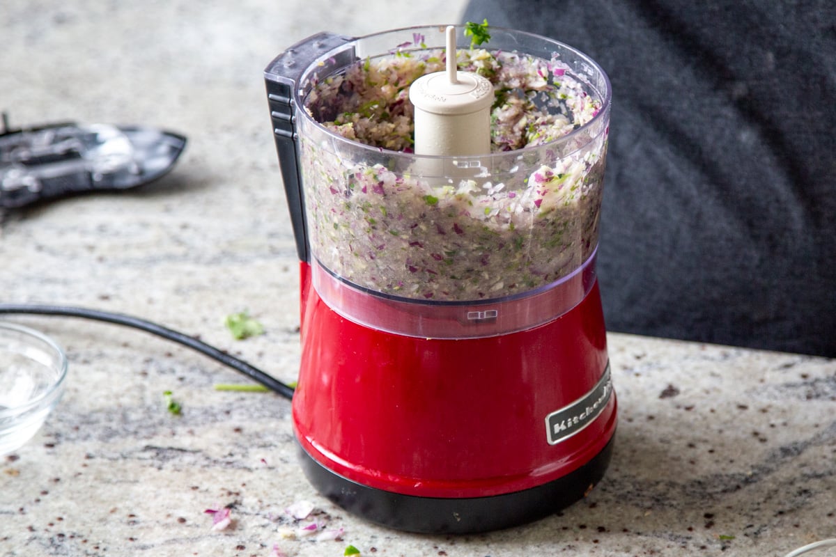 aromatics in the food processor after chopping