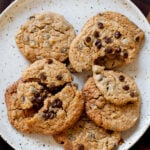 peanut butter cookies with chocolate chips on a plate