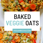 photos of savory baked oats with a text overlay