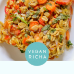 photos of savory baked oatmeal with a text overlay