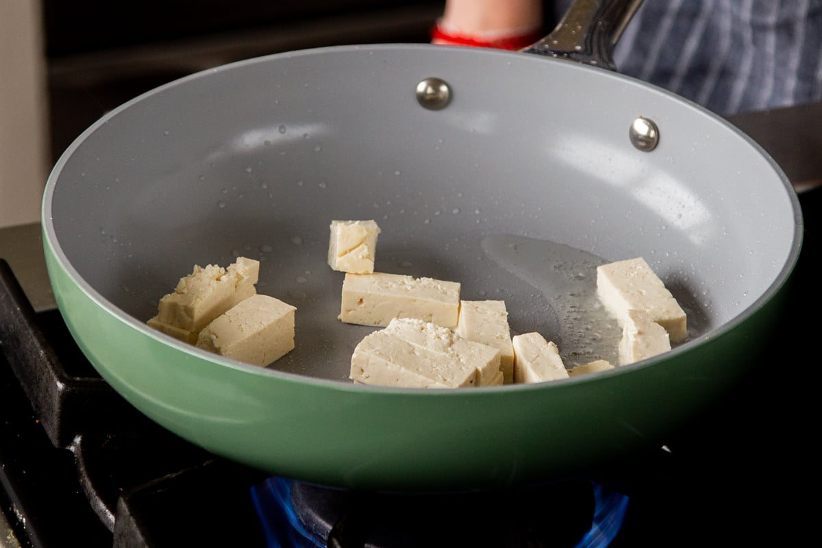 tofu in the frying pan