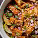 close-up of birria ramen in a bowl