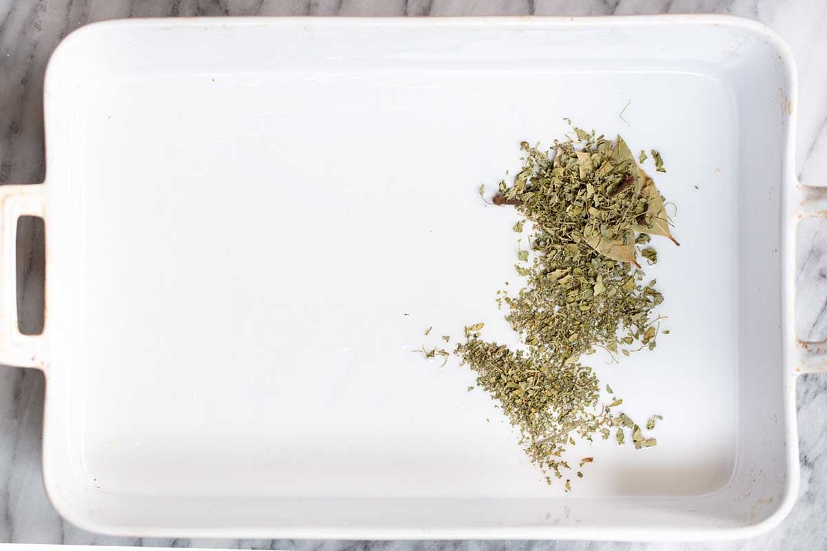 spices in a baking pan