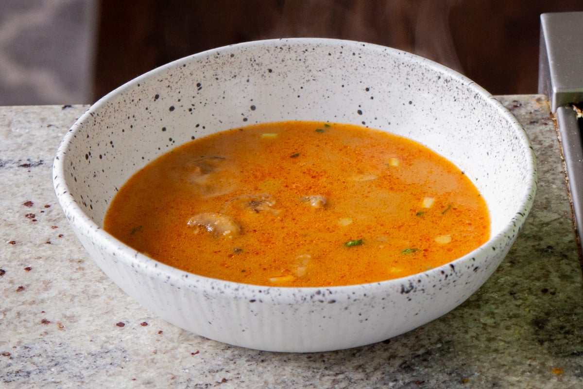 spicy peanut butter brot, ladled into the bowl