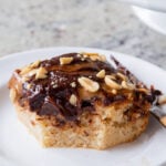 slices of Snickers cake with a bite taken out
