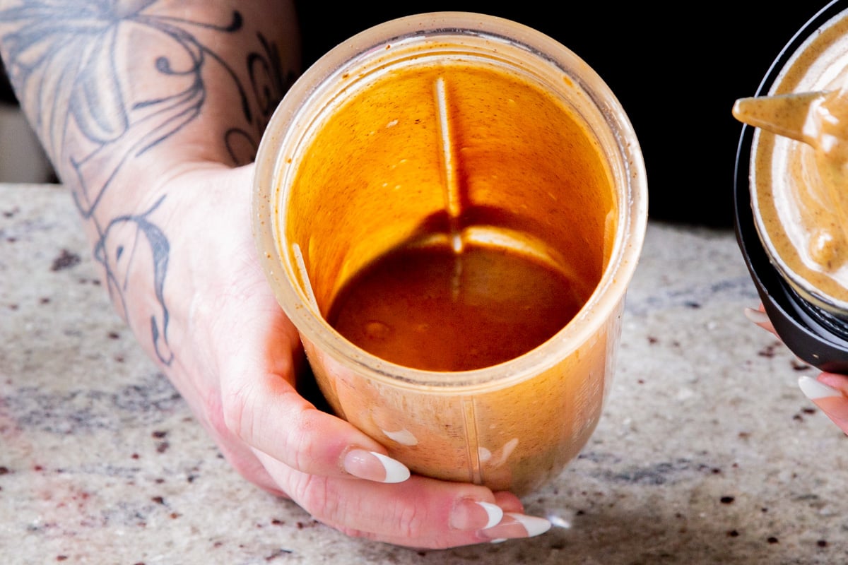 date caramel in the blender, after blending