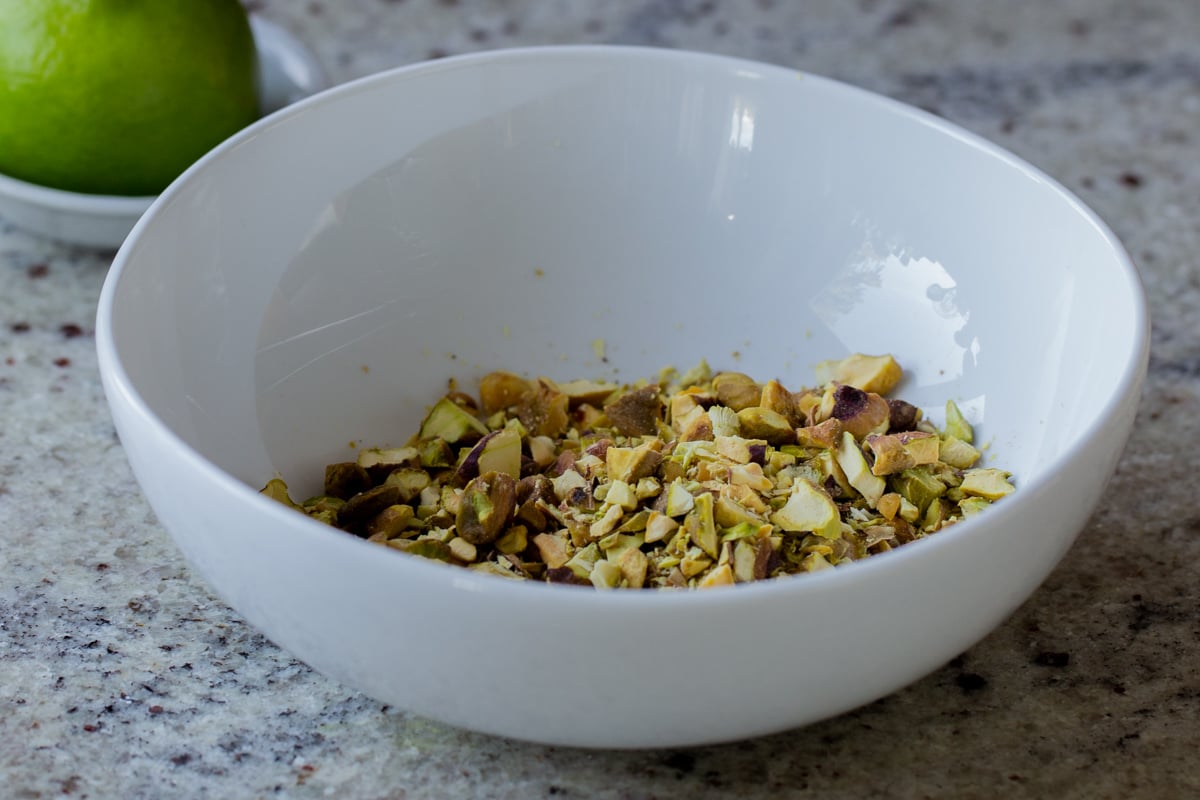 chopped pistachios in a bowl