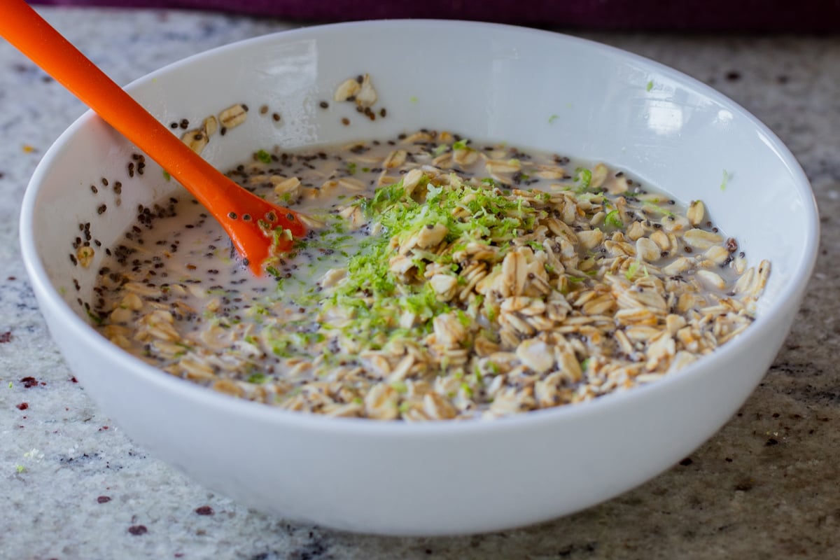 adding lime zest to the oats