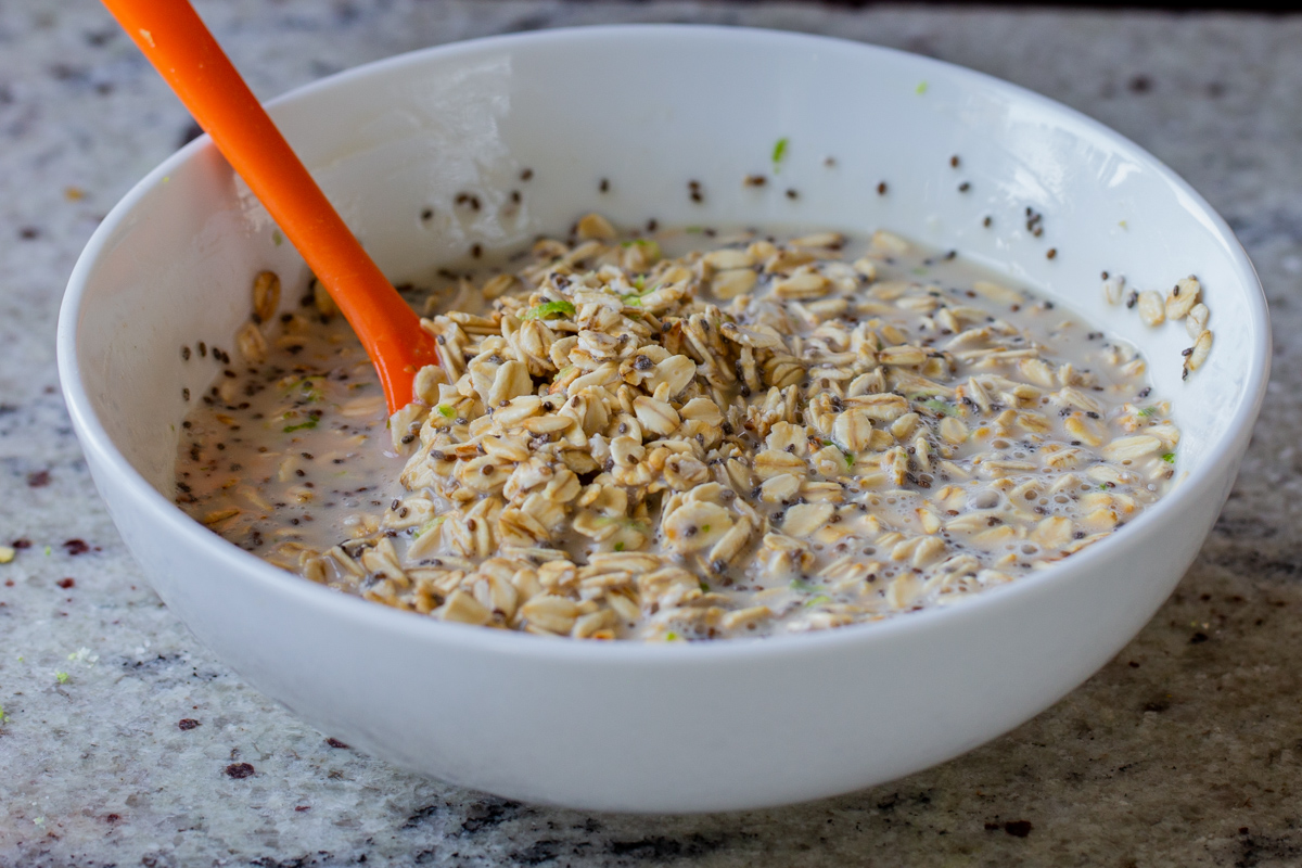 oat mixture with the lime zest mixed in