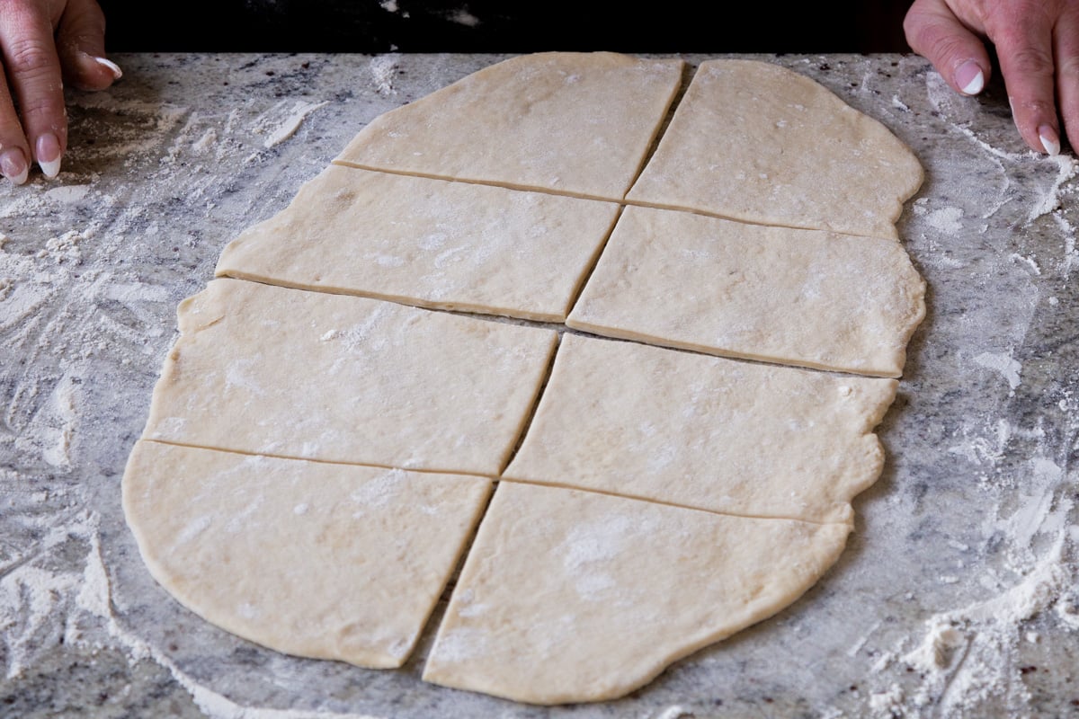 dough after cutting it up