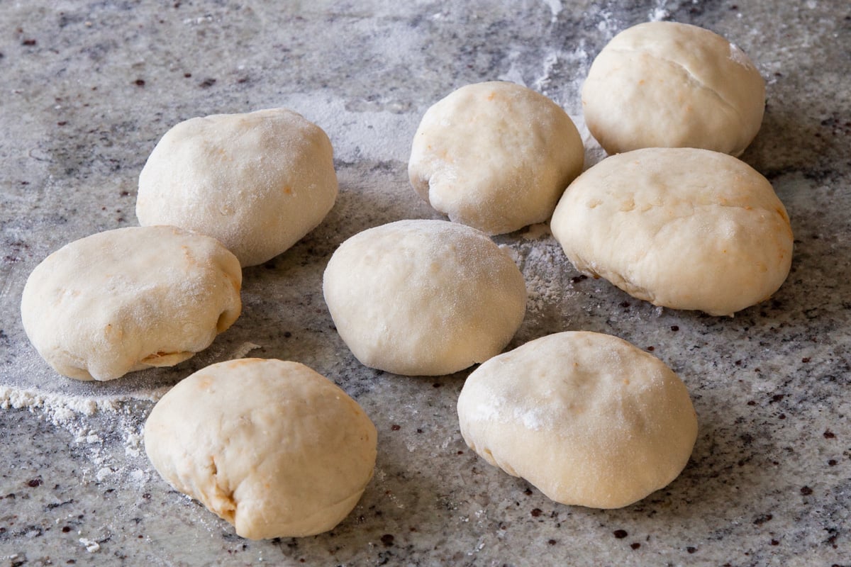 butter chicken bao on the kitchen counter, ready to cook