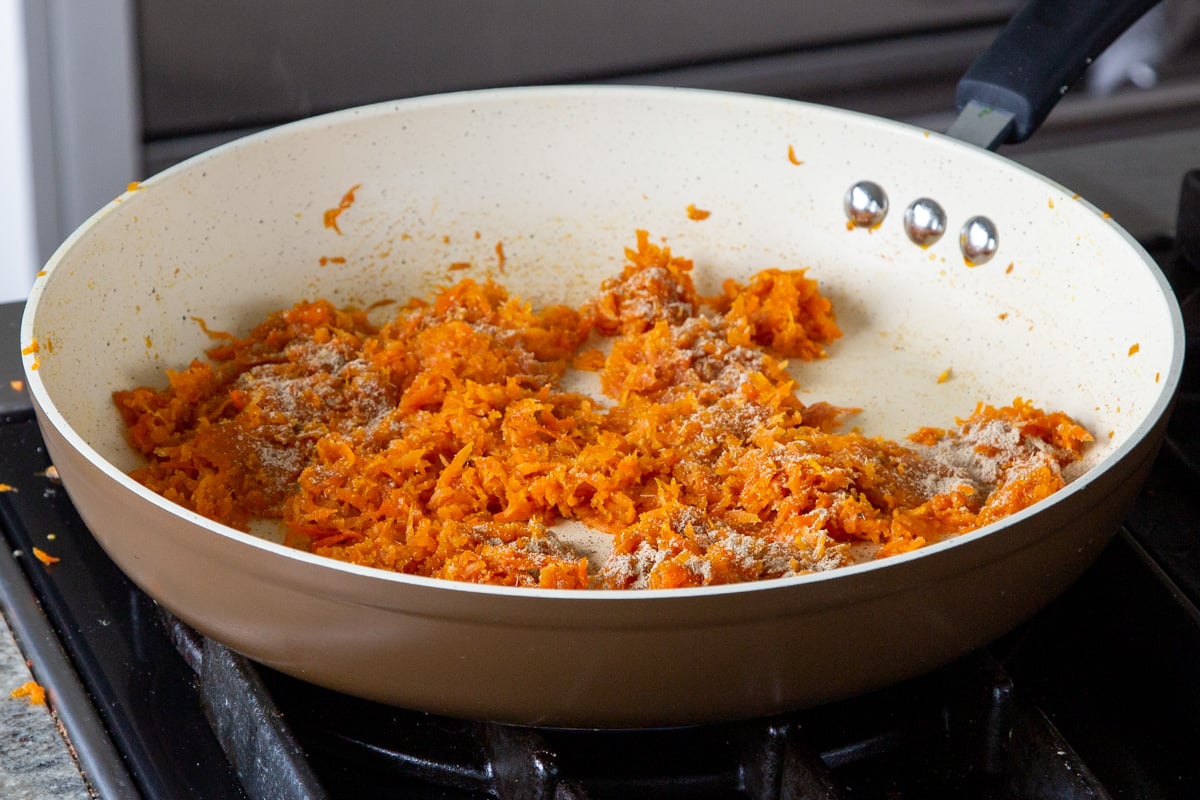 shredded carrots, after cooking