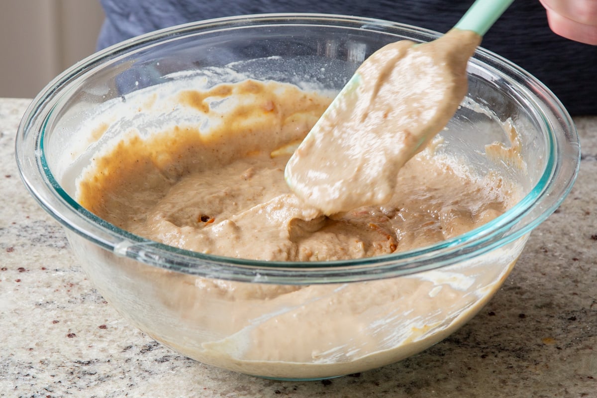 carrot halwa cake batter, after mixing