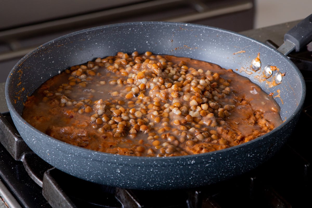 lentils, after cooking them down
