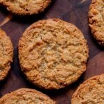 vegan lemon cookies on a wooden table