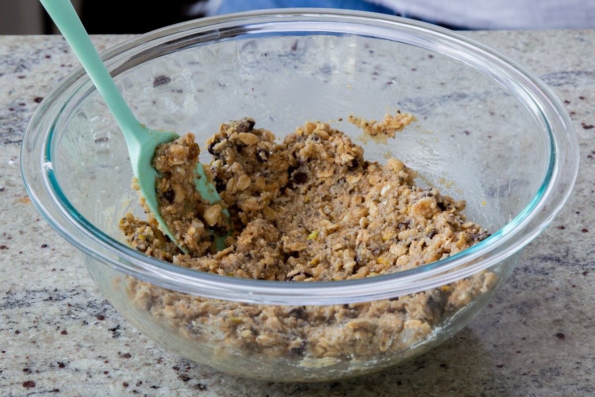 granola bar dough, all mixed together