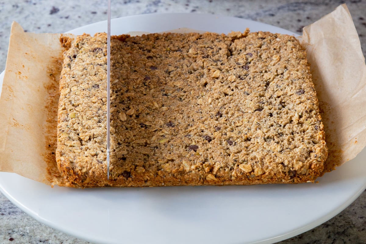 baked granola bars, before slicing
