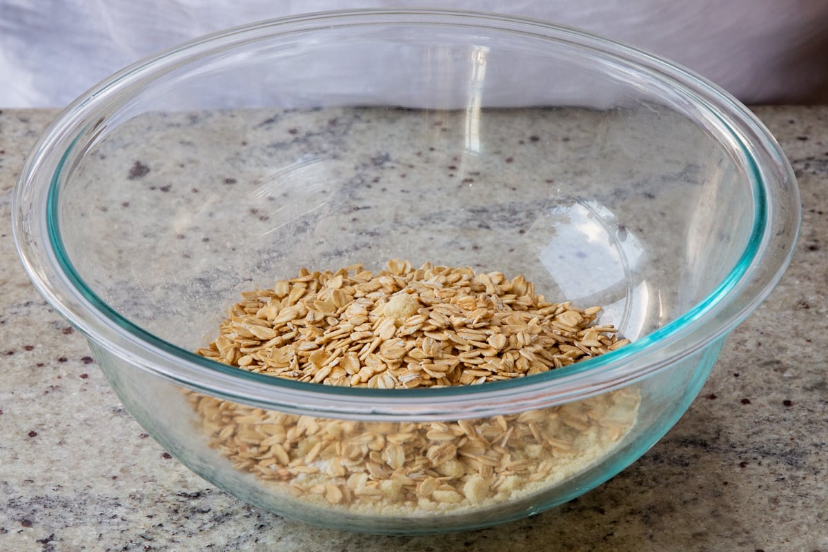 adding oats to the almond flour