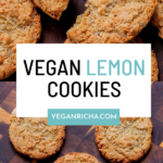 image collage of vegan lemon poppyseed cookies with a text overlay